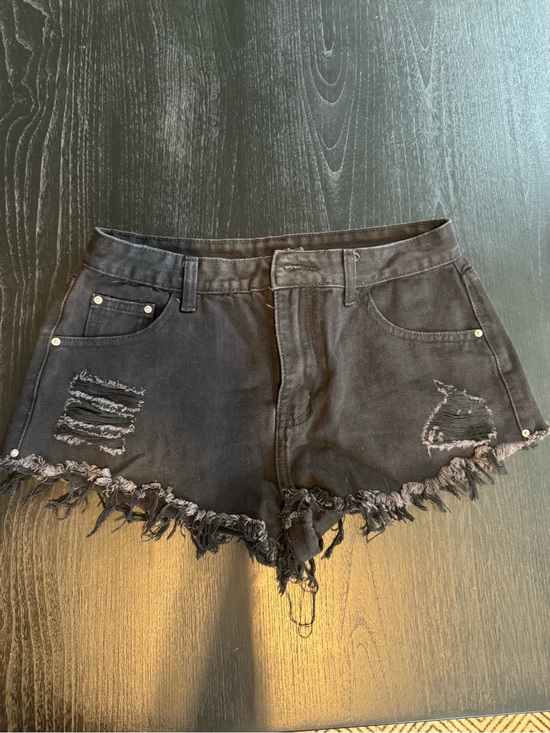 SHEIN Pants - SHEIN Black Distressed Frayed Hem Jean Shorts